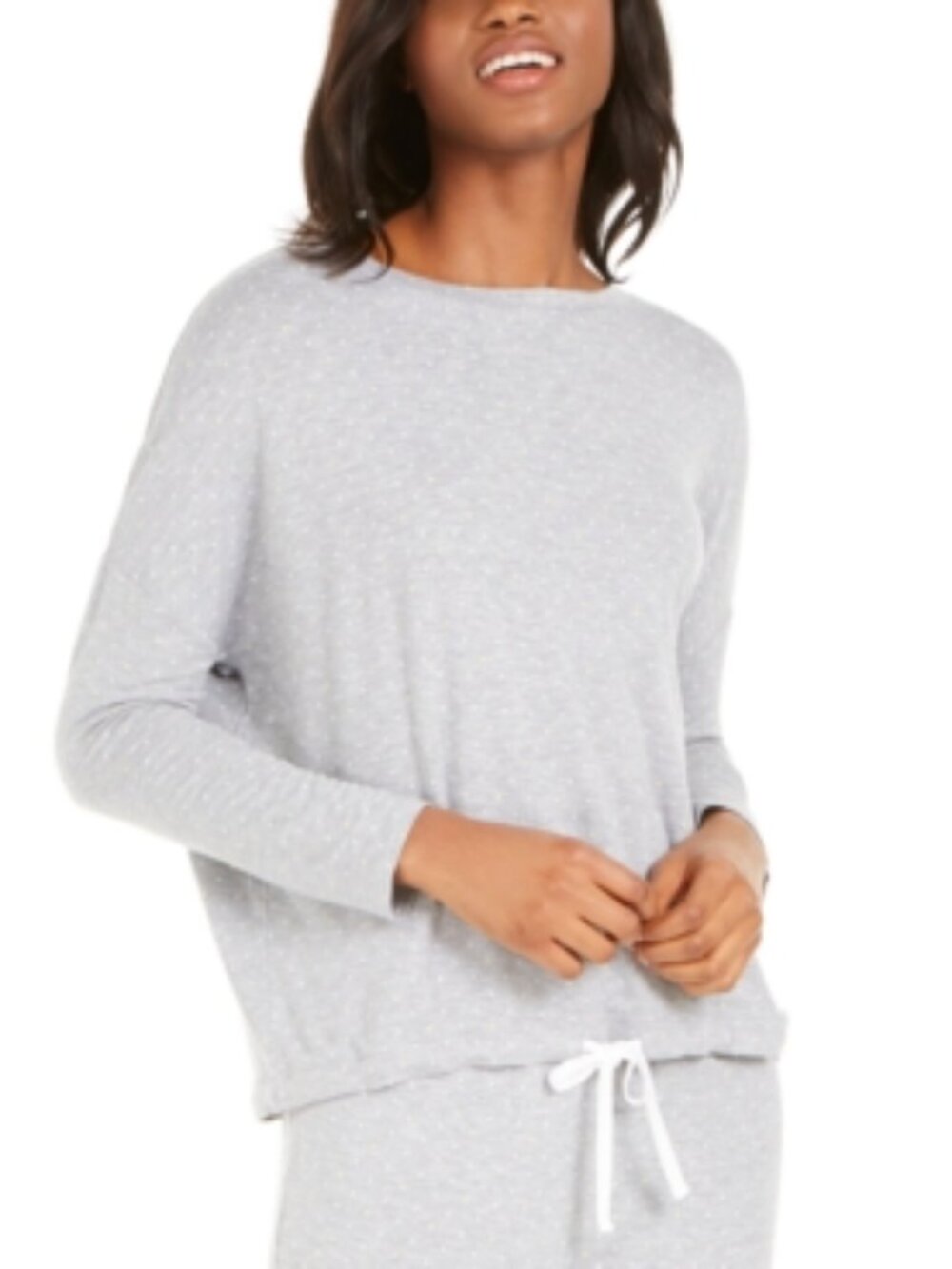 Alfani Womens Okeo Tex Tie Waist Sleep Pajama Top